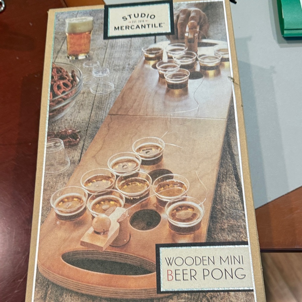Studio Mercantile Wooden Mini Beer Pong - Natural Wood
